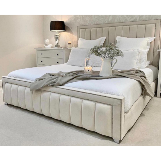 Naples Luxury Fabric Panelled Bed Frame in Various Colours | Bespoke Beds (by Interiors2suitu.co.uk)