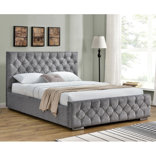 Rimini Fabric Bed Frame with Crystal Tufted Headboard in Various Colours | Bespoke Beds (by Interiors2suitu.co.uk)