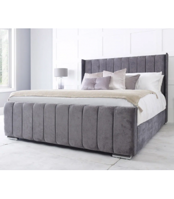 Seline Wingback Fabric Upholstered Bed Frame in Various Colours