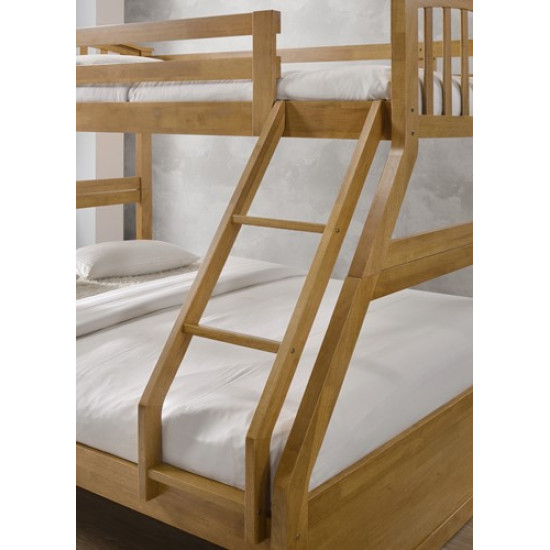 Oak Finished Hardwood Triple Sleeper Bunk | Bunk Beds (by Interiors2suitu.co.uk)