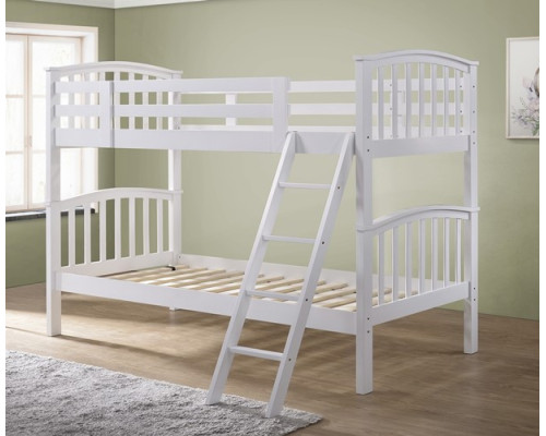 Barbican White Hardwood Finished Single Bunk Bed with Storage Drawers