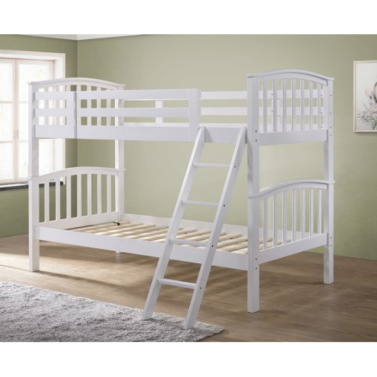 Barbican White Hardwood Finished Single Bunk Bed with Storage Drawers | Bunk Beds (by Interiors2suitu.co.uk)