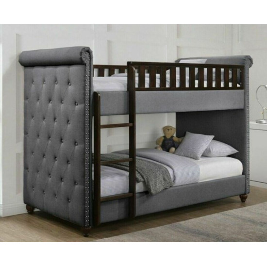 Rio Dark Grey Linen Chesterfield Bunk Bed | Bunk Beds (by Interiors2suitu.co.uk)