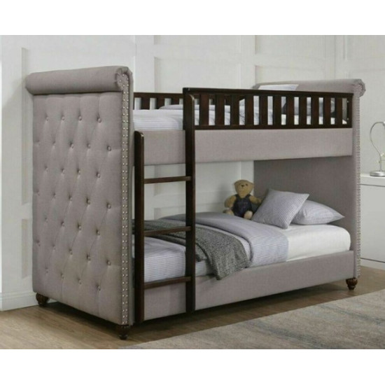 Rio Light Grey Linen Chesterfield Bunk Bed | Bunk Beds (by Interiors2suitu.co.uk)
