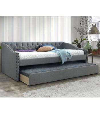  Canterbury Grey Linen Fabric Daybed with Guest Bed Trundle 