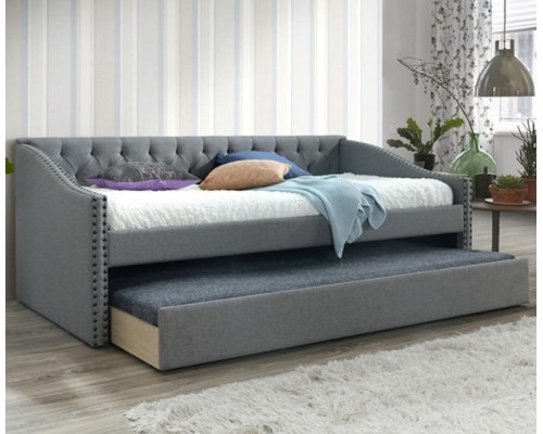  Canterbury Grey Linen Fabric Daybed with Guest Bed Trundle 