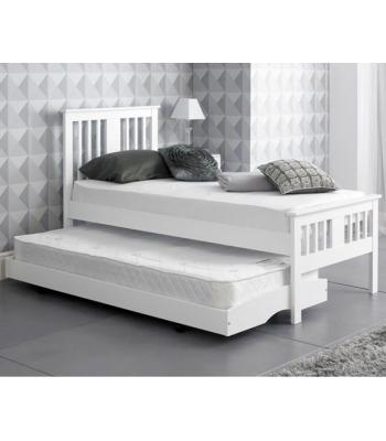  Single White Finished Solid Hardwood Guest Trundle Bed