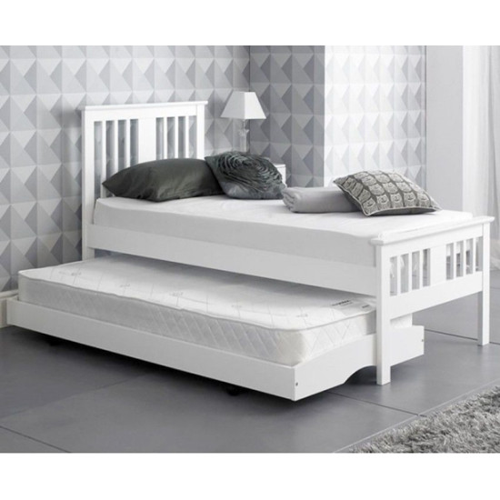 Single White Finished Solid Hardwood Guest Trundle Bed | Guest Beds (by Interiors2suitu.co.uk)