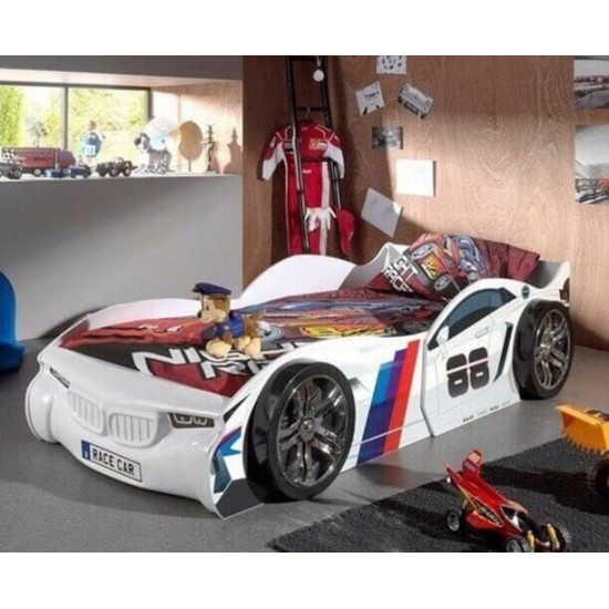 Kids No 88 White Turbo Racing Car Novelty Bed | Kids Beds (by Interiors2suitu.co.uk)
