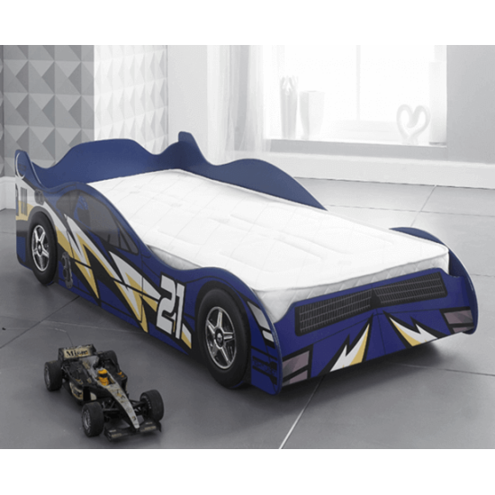 Blue Kids Racing Car Novelty Bed | Kids Beds (by Interiors2suitu.co.uk)