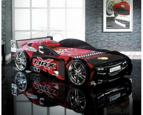 MRX Kids' Black Racing Car Bed with Alloy Wheels 