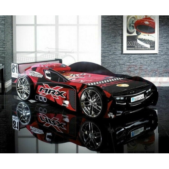 MRX Kids  Black Racing Car Bed with Alloy Wheels | Kids Beds (by Interiors2suitu.co.uk)