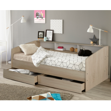 Kids Light Oak Cabin Bed With Storage Drawers And Bookshelf