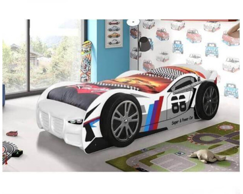 Kids No 88 White Turbo Racing Car Novelty Bed
