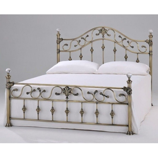 Elizabeth Antique Brass Effect Bed with Crystal Finials | Metal Beds (by Interiors2suitu.co.uk)