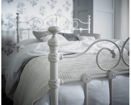 Elizabeth Textured Cream Ornate Metal Bed Frame