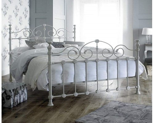 Louisiana Textured Cream Traditional Metal Bed Frame