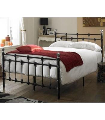 Oxford Black Ornate Metal Bed with Chrome Finials