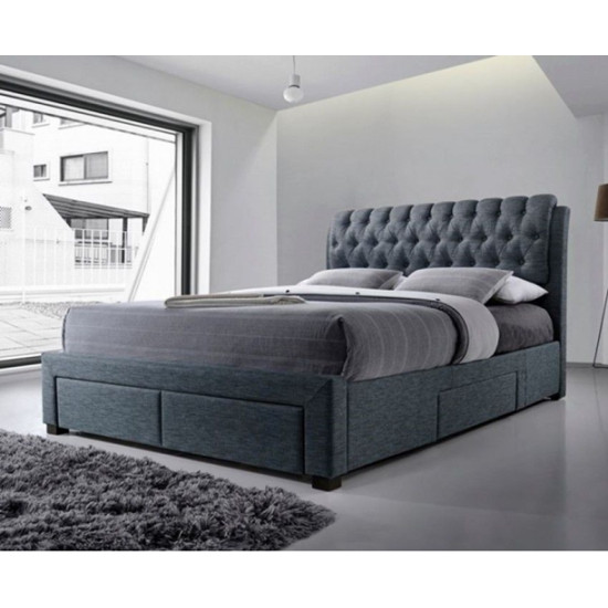 Alexander Dark Grey Fabric 4 Drawer Modern Storage Bed | Storage Beds (by Interiors2suitu.co.uk)
