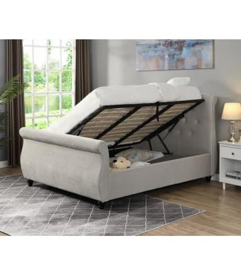 Mayfair Plush Silver Fabric Ottoman Sleigh Storage Bed By Harmony Beds