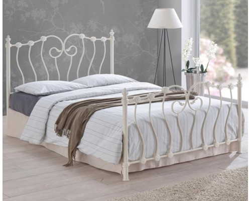 Inova Ivory Traditional Victorian Metal Bed Frame by Time Living