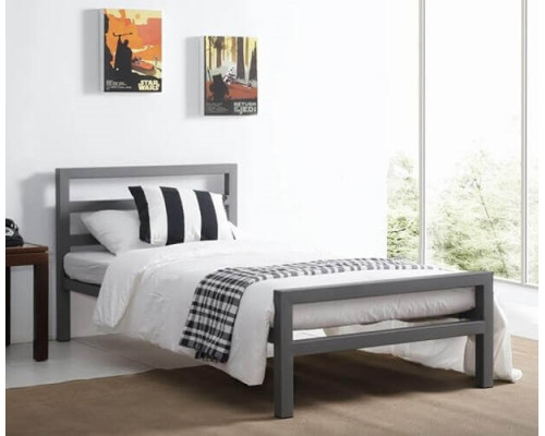 City Block Grey Metal Bed Frame by Time Living