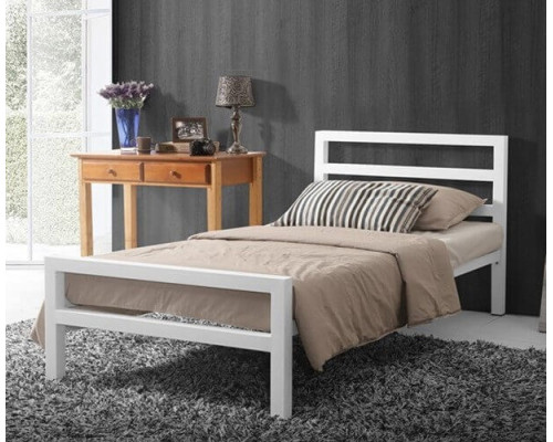 City Block White Metal Bed Frame by Time Living