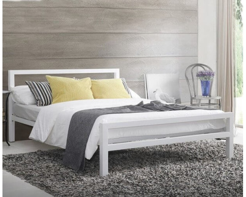 City Block White Metal Bed Frame by Time Living