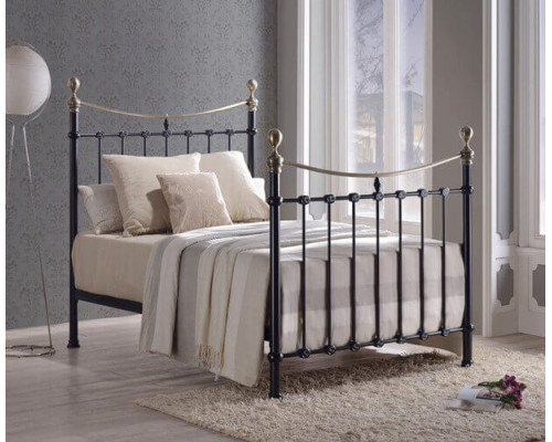 Elizabeth Black Metal Bed with Brass Finials by Time Living