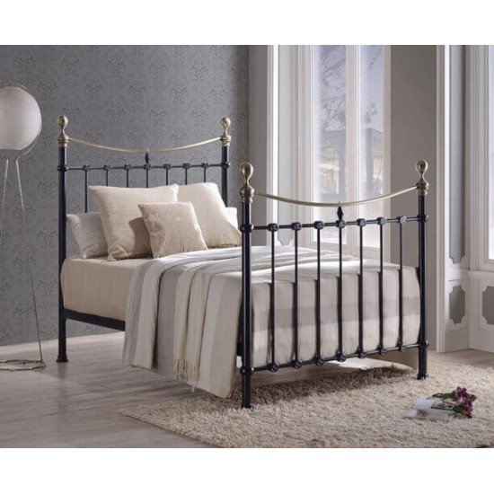 Elizabeth Black Metal Bed with Brass Finials by Time Living | Metal Beds (by Interiors2suitu.co.uk)