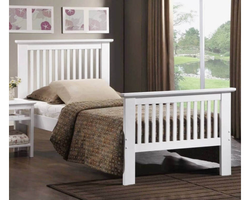 Buckingham Single White High Foot End Wood Bed by Harmony Beds