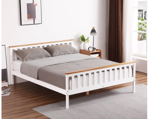 Naples White Wooden Shaker Bed Frame with Beech Tops