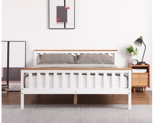 Naples White Wooden Shaker Bed Frame with Beech Tops