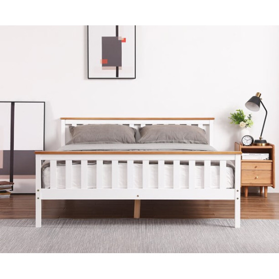 Naples White Wooden Shaker Bed Frame with Beech Tops | Wood Beds (by Interiors2suitu.co.uk)